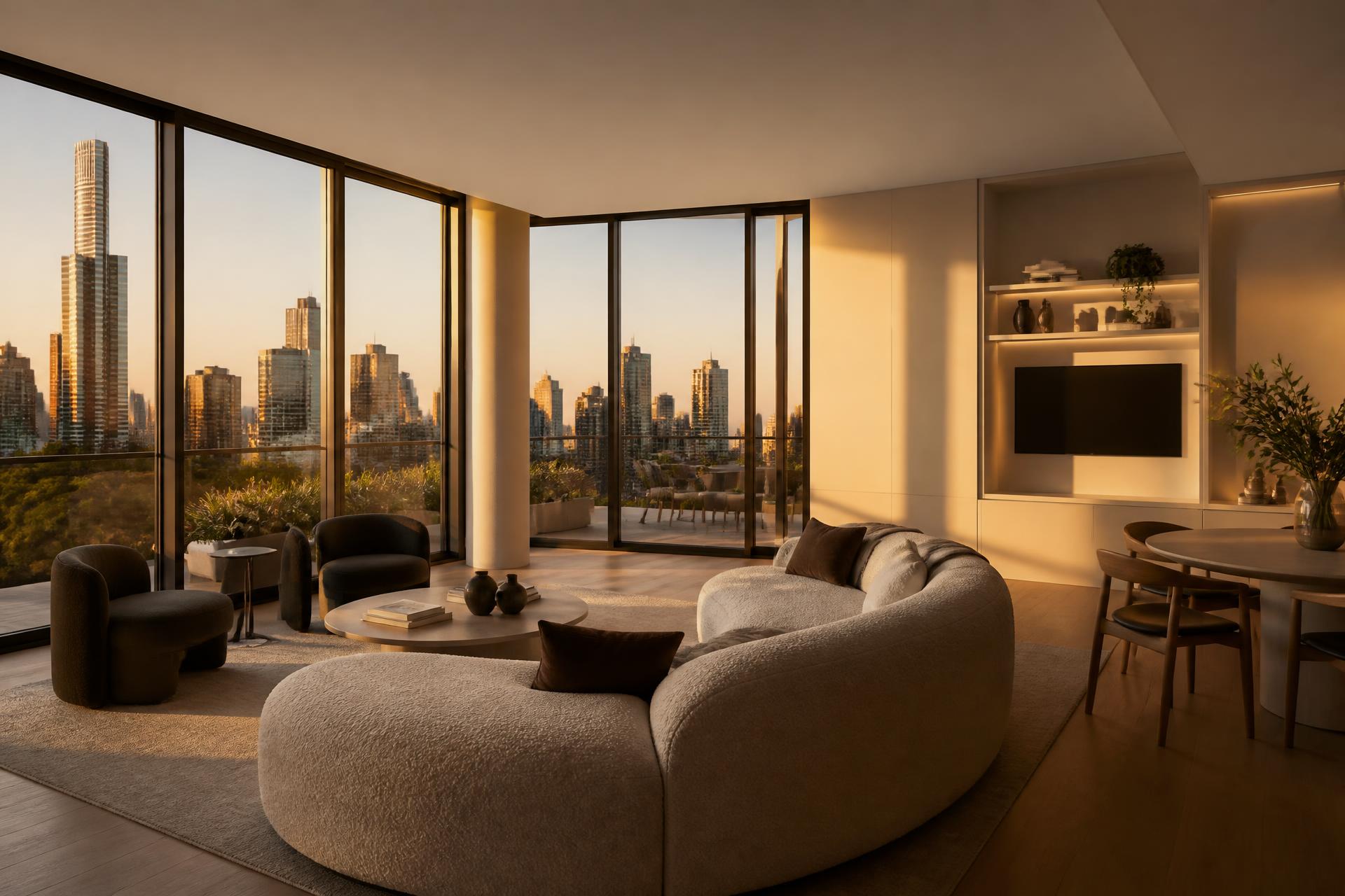 Luxury Melbourne penthouse apartment at golden hour